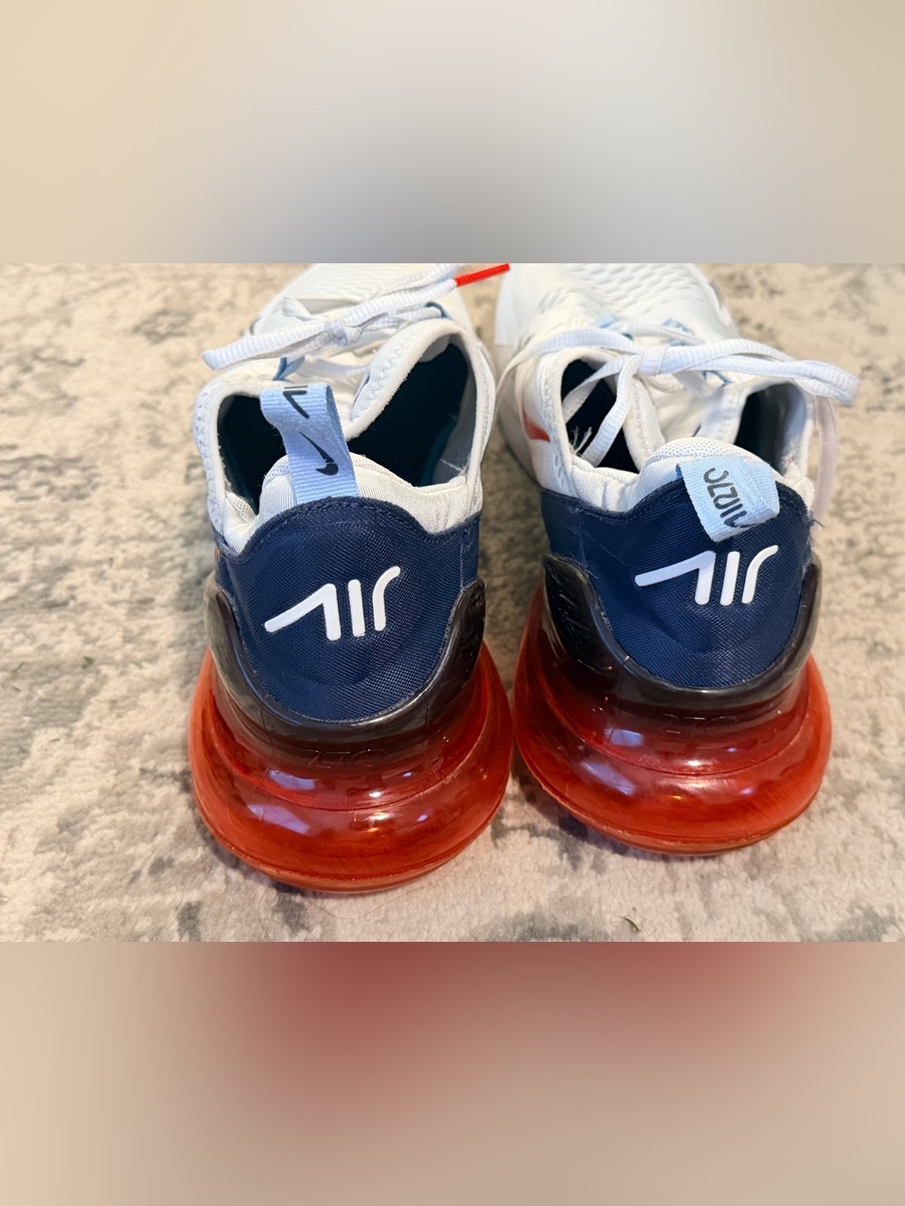 Nike Mens Air Max 270 Sneakers - White/Navy/Red - Picture 8 of 9